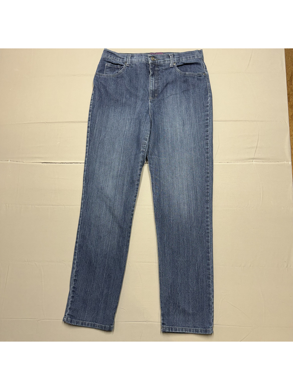 Gloria Vanderbilt Womens Straight Jeans Size 14 Blue Embellished Stretch